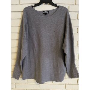 NEW‎ Oliver O. Long Sleeve Womens Gray Sweater With Rhinestones Size 3X